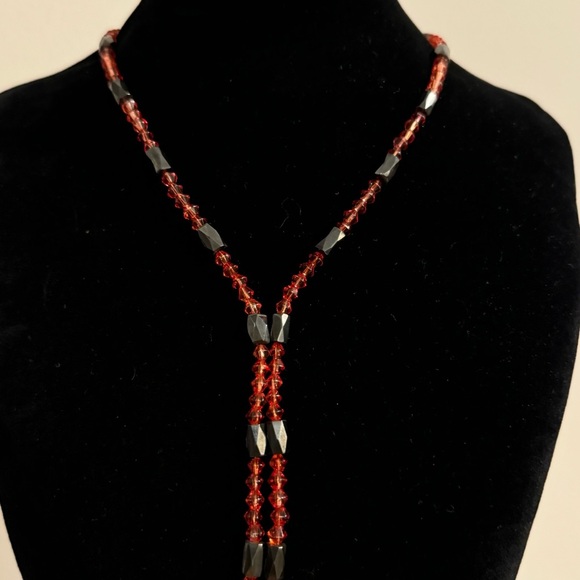 ⚜️3 for $30⚜️ Vintage Hematite Wrap Necklace / Bracelet (Red faceted crystals) - Picture 6 of 15